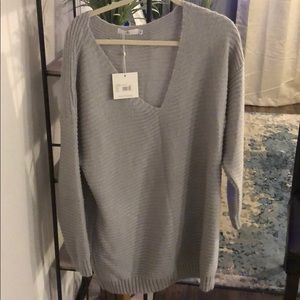 Gray knit sweater dress